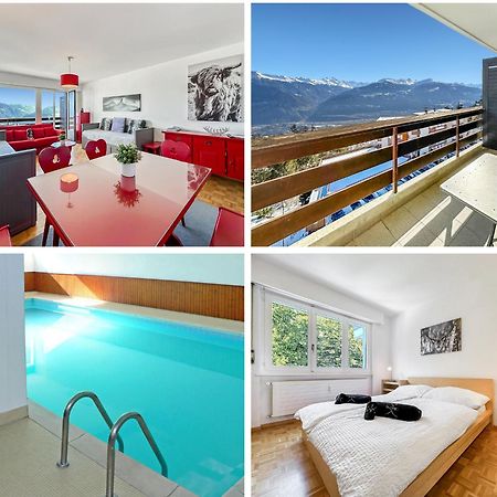 Pied-A-Terre In Crans-Montana, Pool And View - Swiss Alps公寓 外观 照片