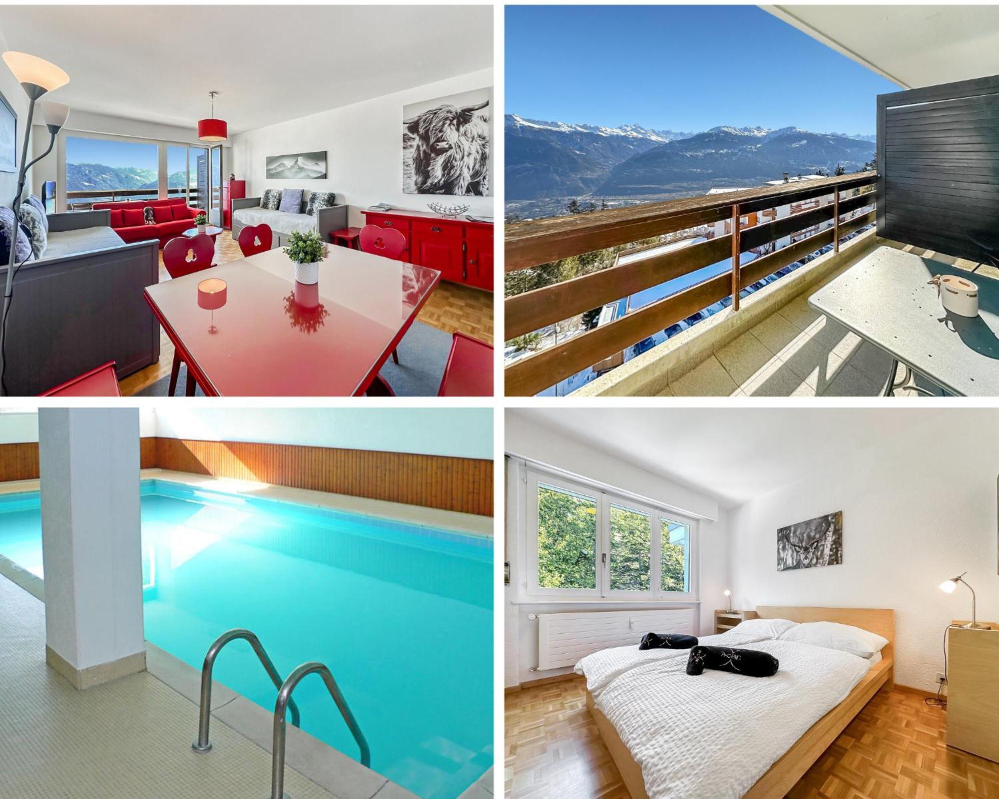 Pied-A-Terre In Crans-Montana, Pool And View - Swiss Alps公寓 外观 照片
